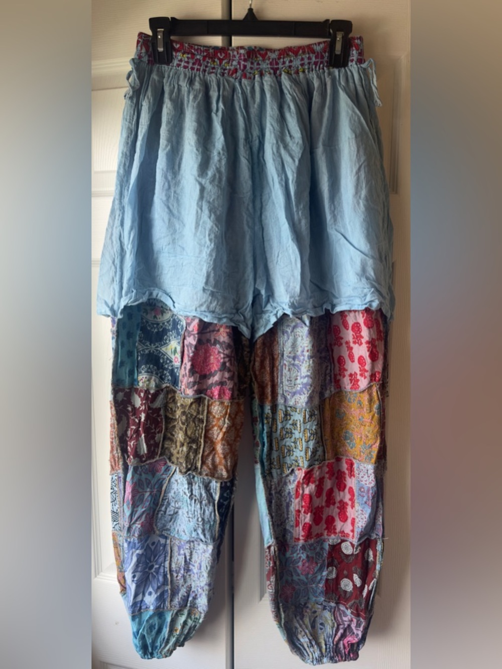 Hippie Forever Patchwork Harem Pants Womens Free Size Cotton Boho Jogger Multi - Picture 6 of 11